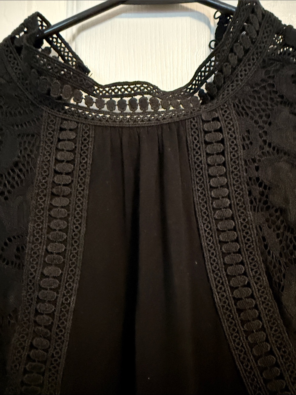 Cable & Gauge Black Crochet Lace Yoke Blouse – Medium - Picture 3 of 8
